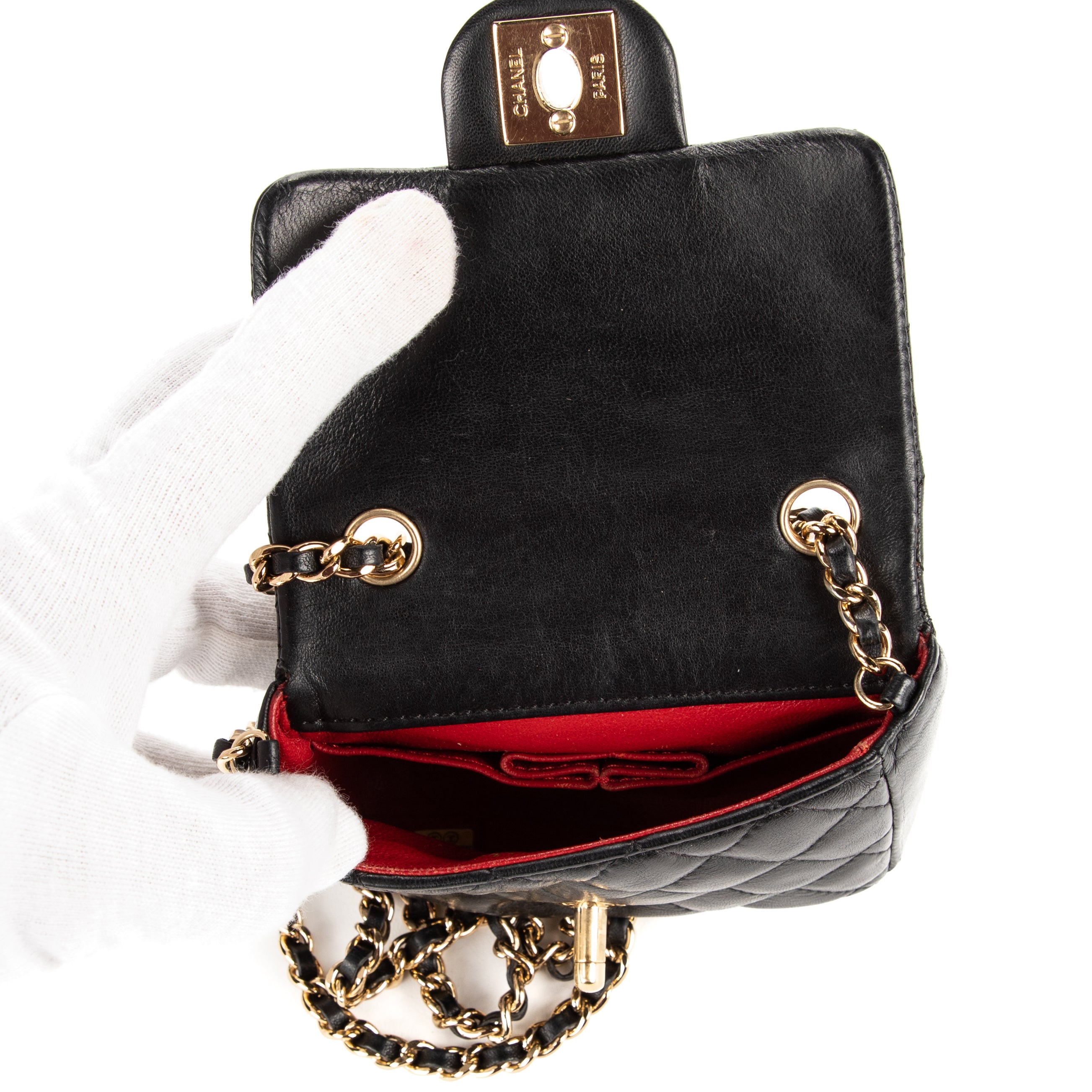 Shoulder Bag Classic Flap Mini Black Calfskin Quilted Leather