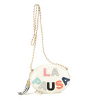 Shoulder Bag La Pausa Villa Oval Cream Calfskin Leather