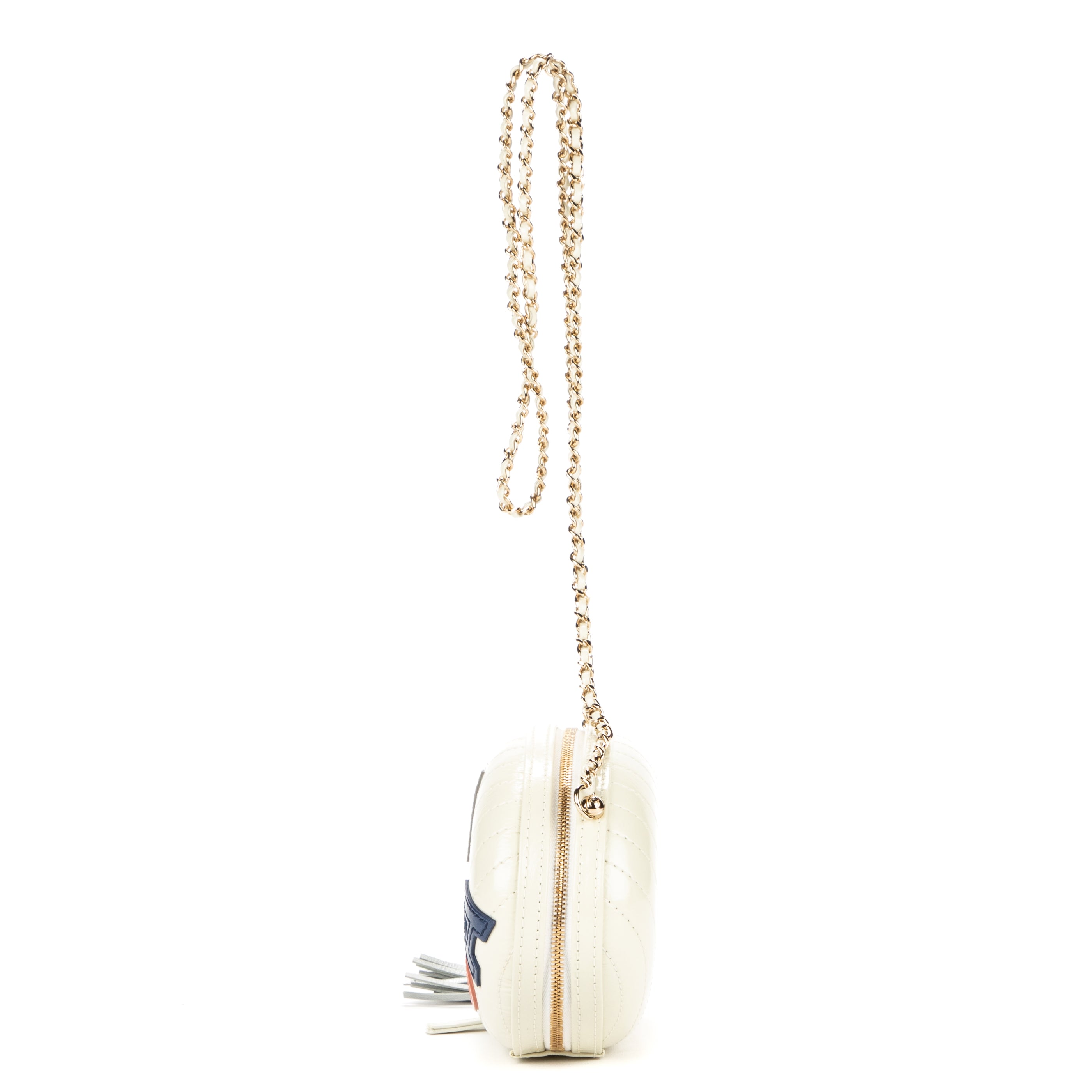Shoulder Bag La Pausa Villa Oval Cream Calfskin Leather