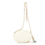 Shoulder Bag La Pausa Villa Oval Cream Calfskin Leather