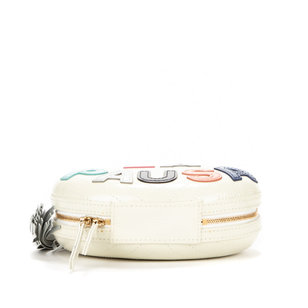 Shoulder Bag La Pausa Villa Oval Cream Calfskin Leather