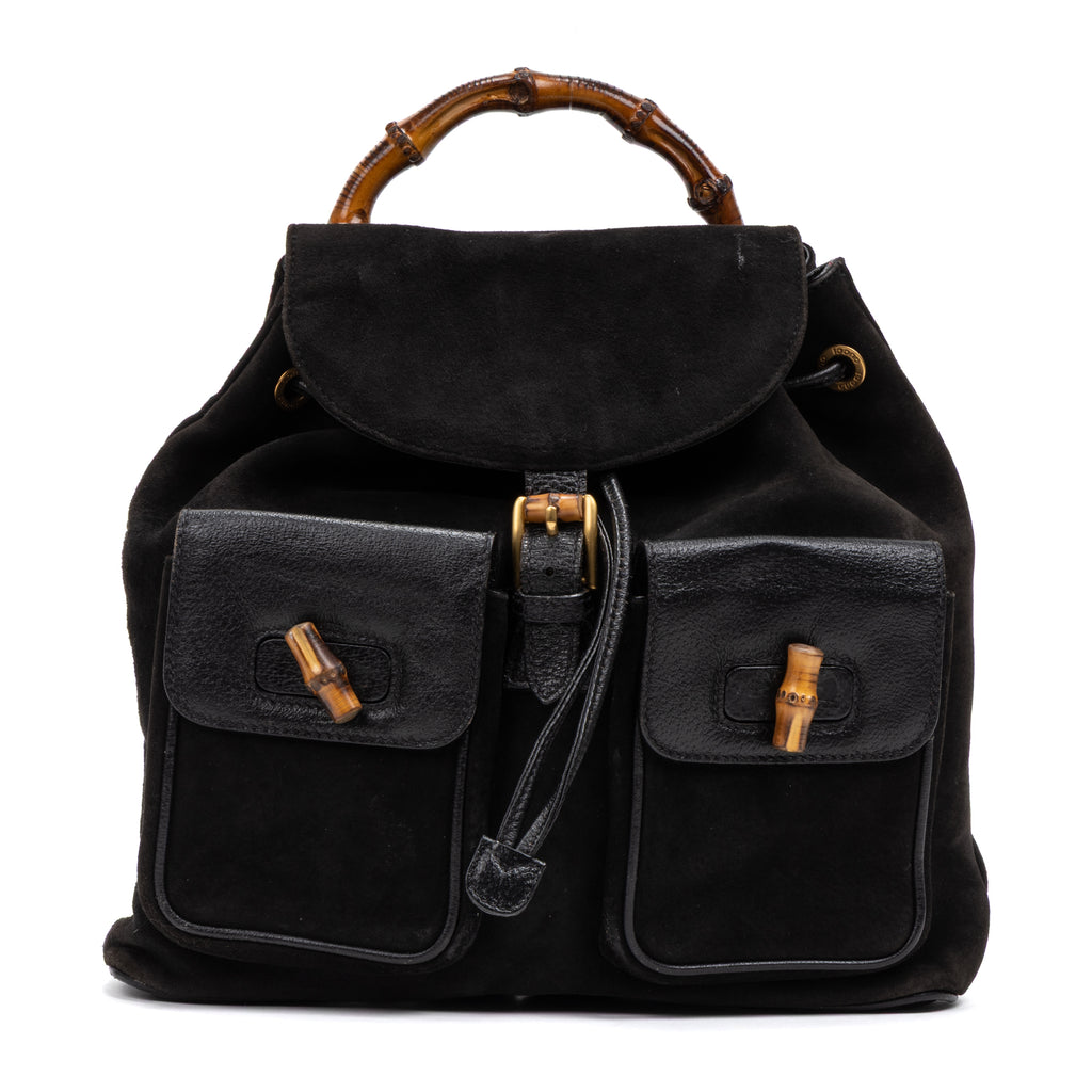 Backpack Bamboo Black Suede Leather