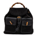 Backpack Bamboo Black Suede Leather