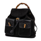 Backpack Bamboo Black Suede Leather