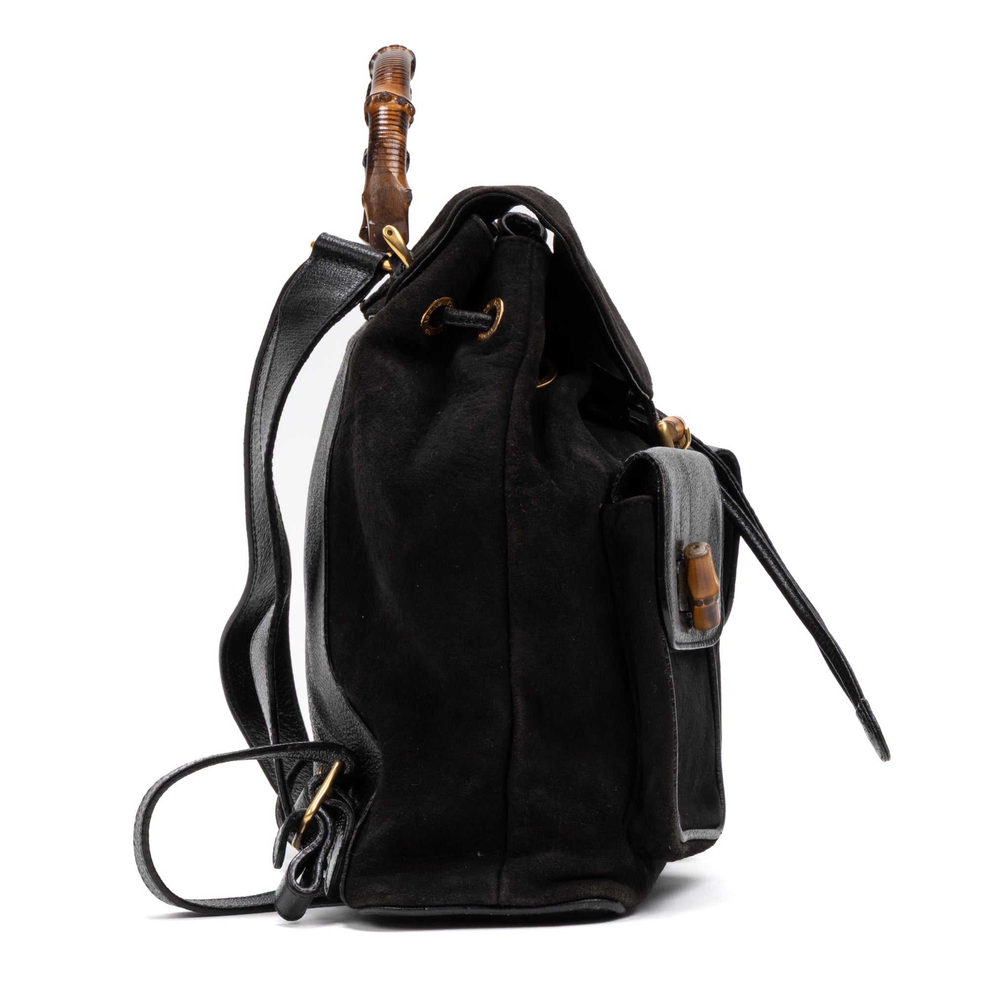 Backpack Bamboo Black Suede Leather – BrandCo Paris