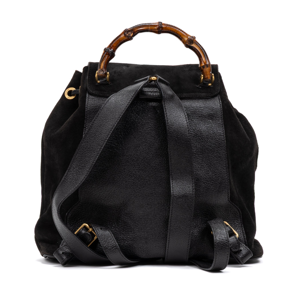 Backpack Bamboo Black Suede Leather