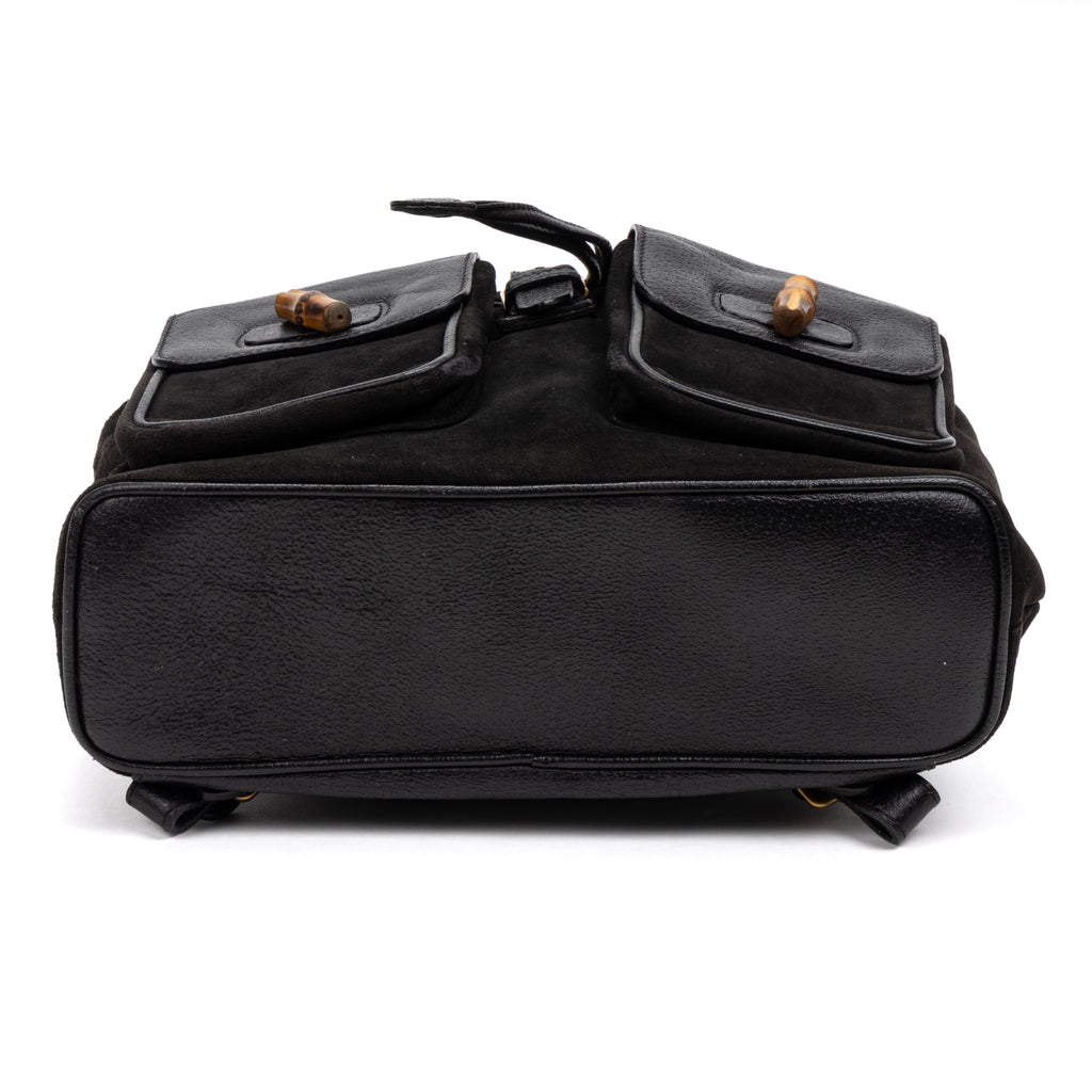 Backpack Bamboo Black Suede Leather