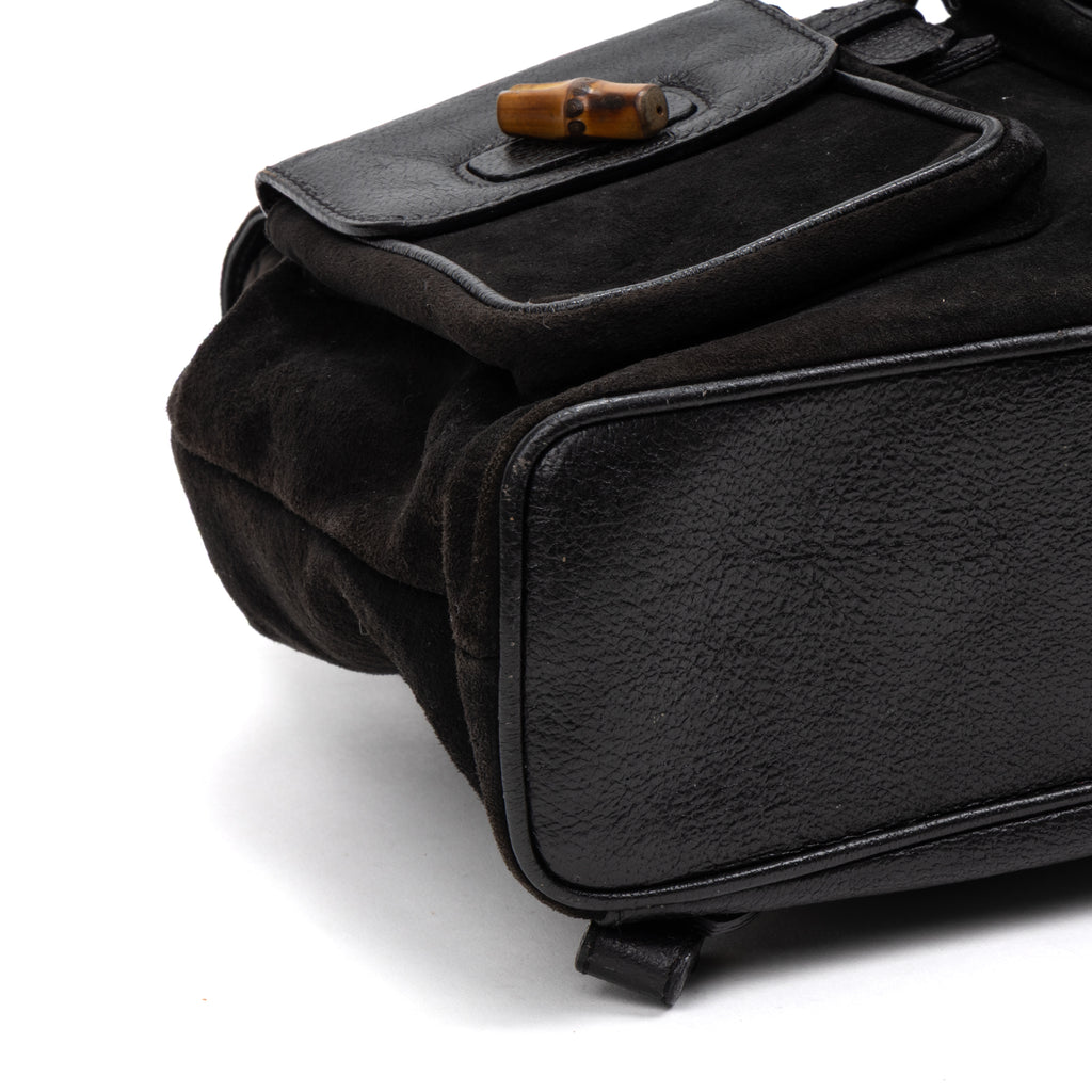 Backpack Bamboo Black Suede Leather