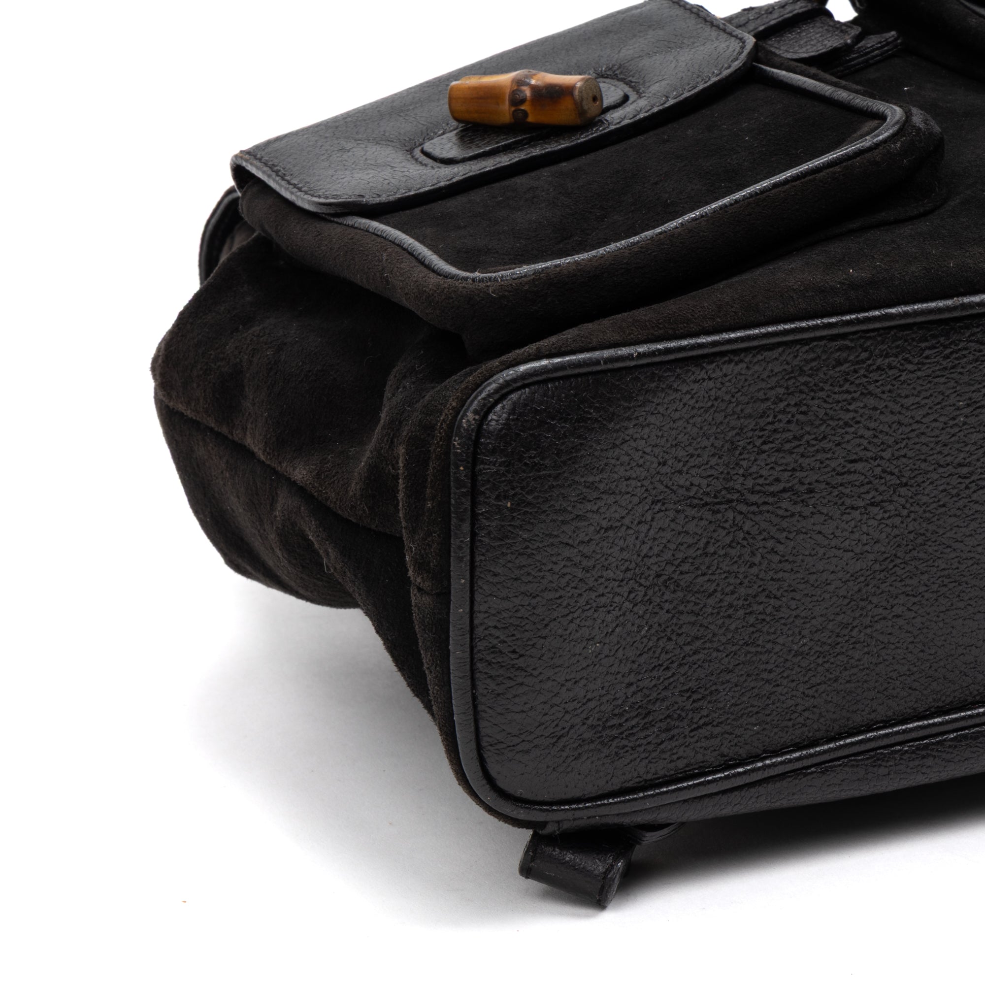 Backpack Bamboo Black Suede Leather