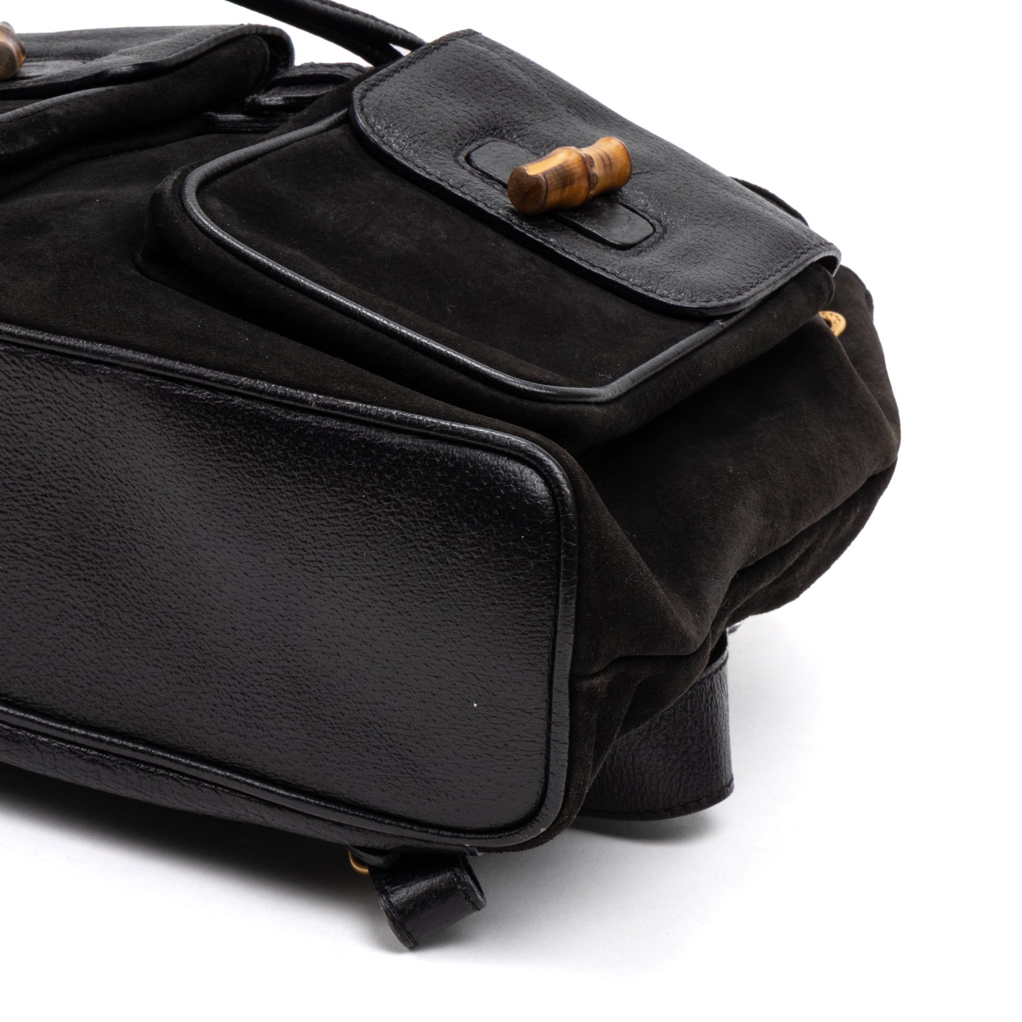 Backpack Bamboo Black Suede Leather