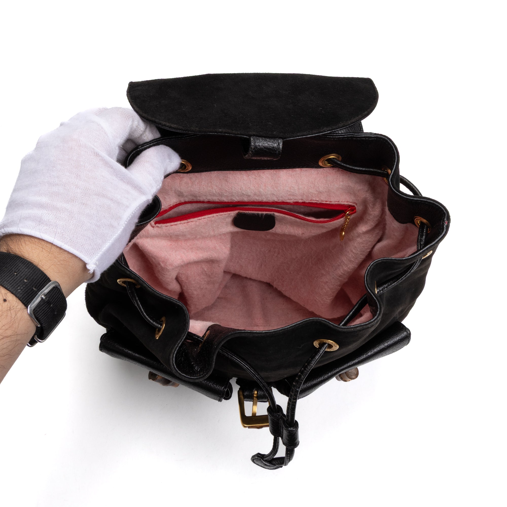 Backpack Bamboo Black Suede Leather