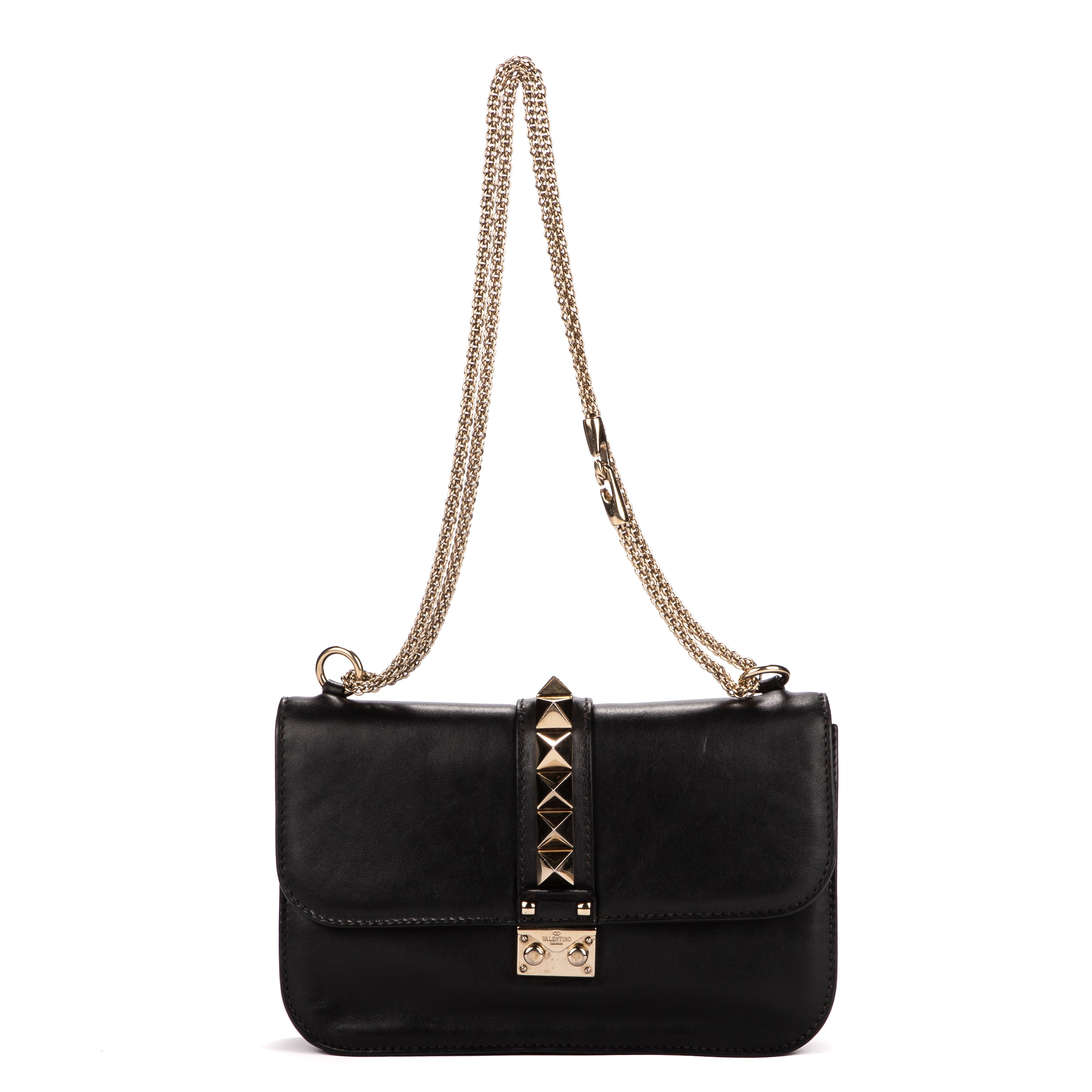 Shoulder Bag Glam Lock Black Calfskin Leather