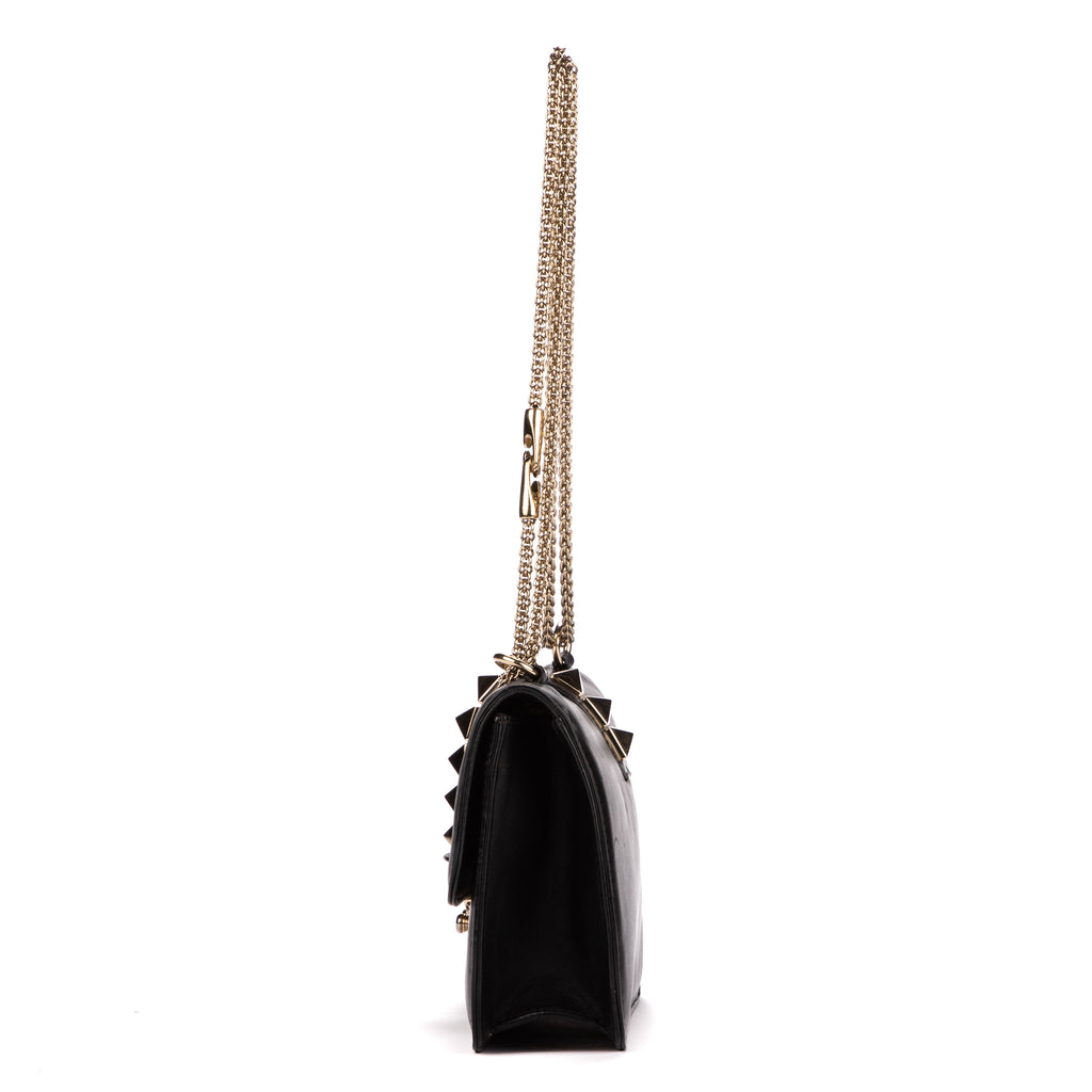 Shoulder Bag Glam Lock Black Calfskin Leather