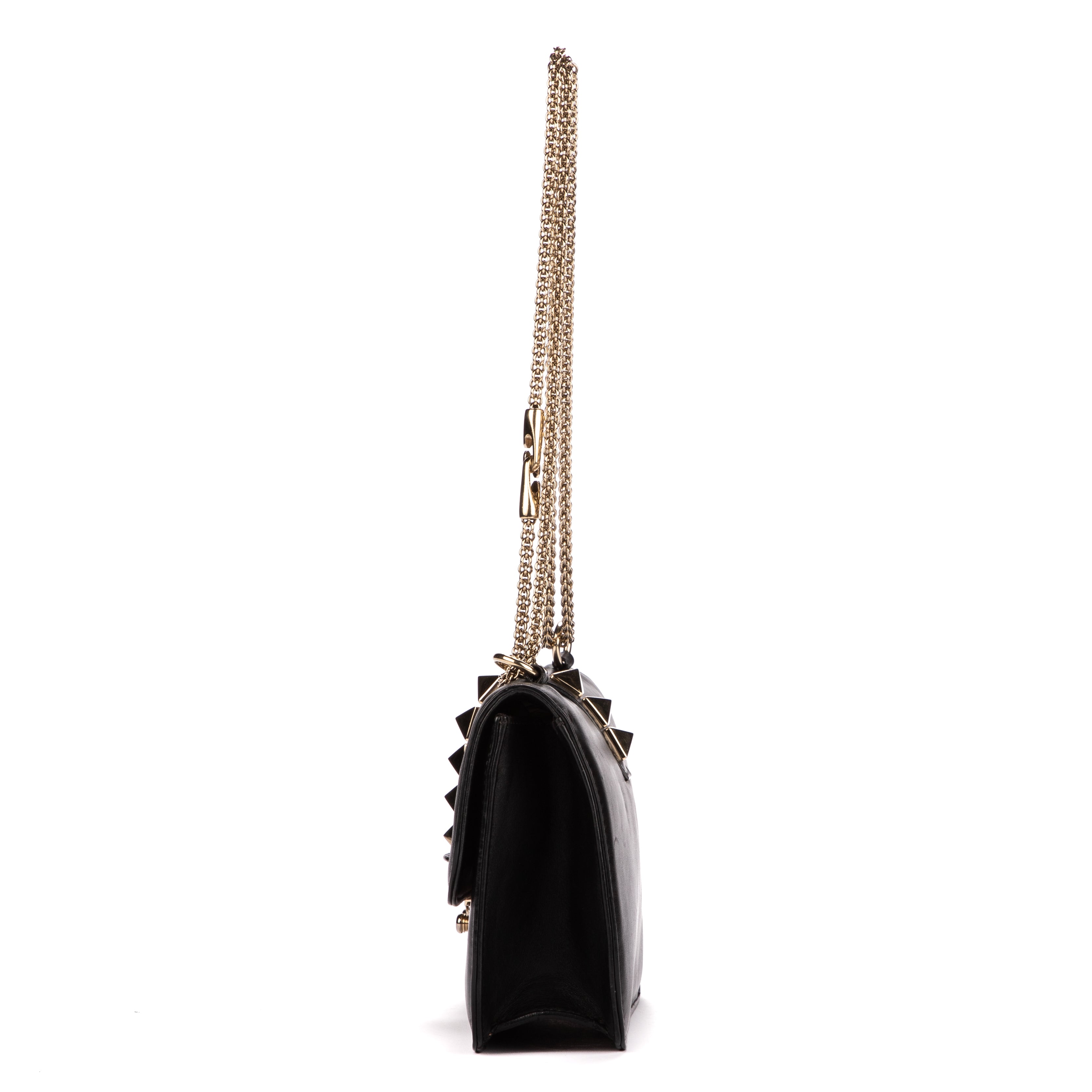 Shoulder Bag Glam Lock Black Calfskin Leather