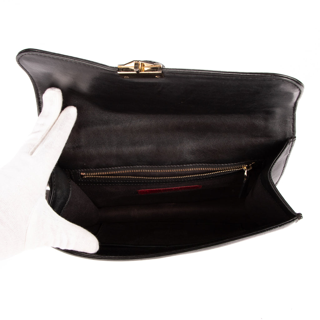 Shoulder Bag Glam Lock Black Calfskin Leather