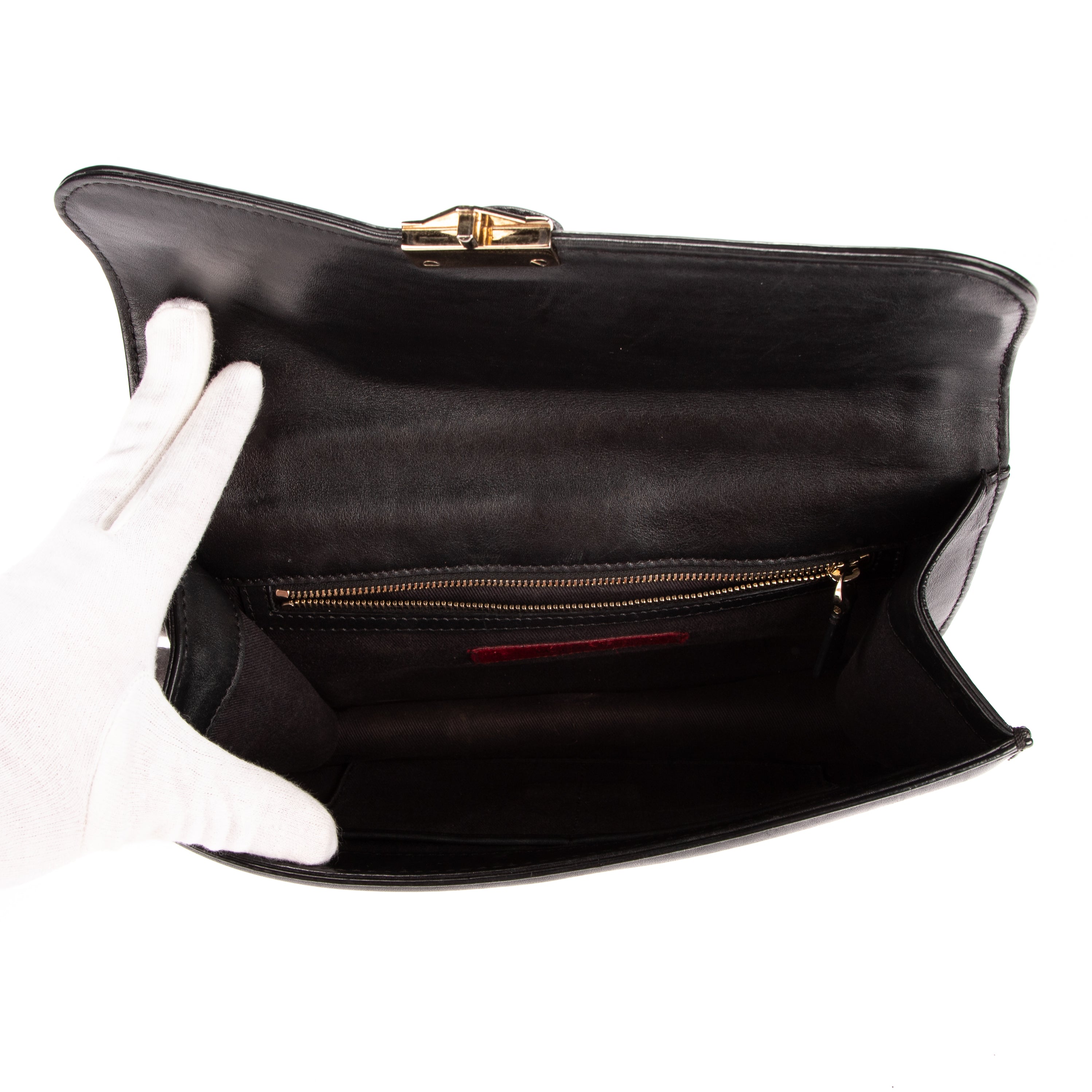 Shoulder Bag Glam Lock Black Calfskin Leather