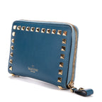 Wallet Rockstud Blue Calfskin Leather