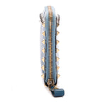 Wallet Rockstud Blue Calfskin Leather
