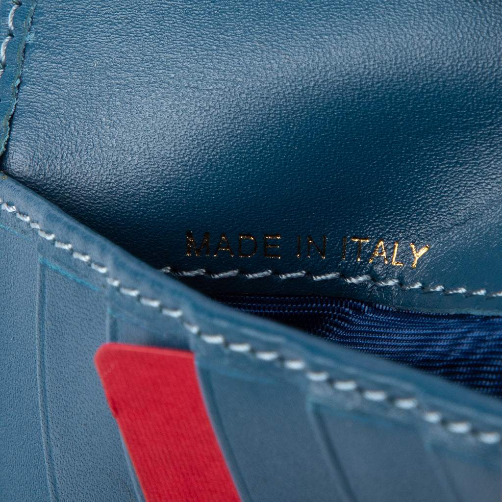 Wallet Rockstud Blue Calfskin Leather