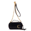 Bolso de Hombro Gafas Mini Piel Repujada Cocodrilo Azul Marino