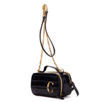 Bolso de Hombro Gafas Mini Piel Repujada Cocodrilo Azul Marino
