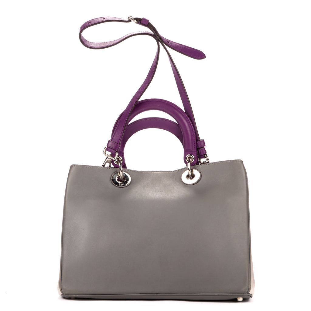 Handbag Large Lady Large Grey Cannaged Calfskin Leather