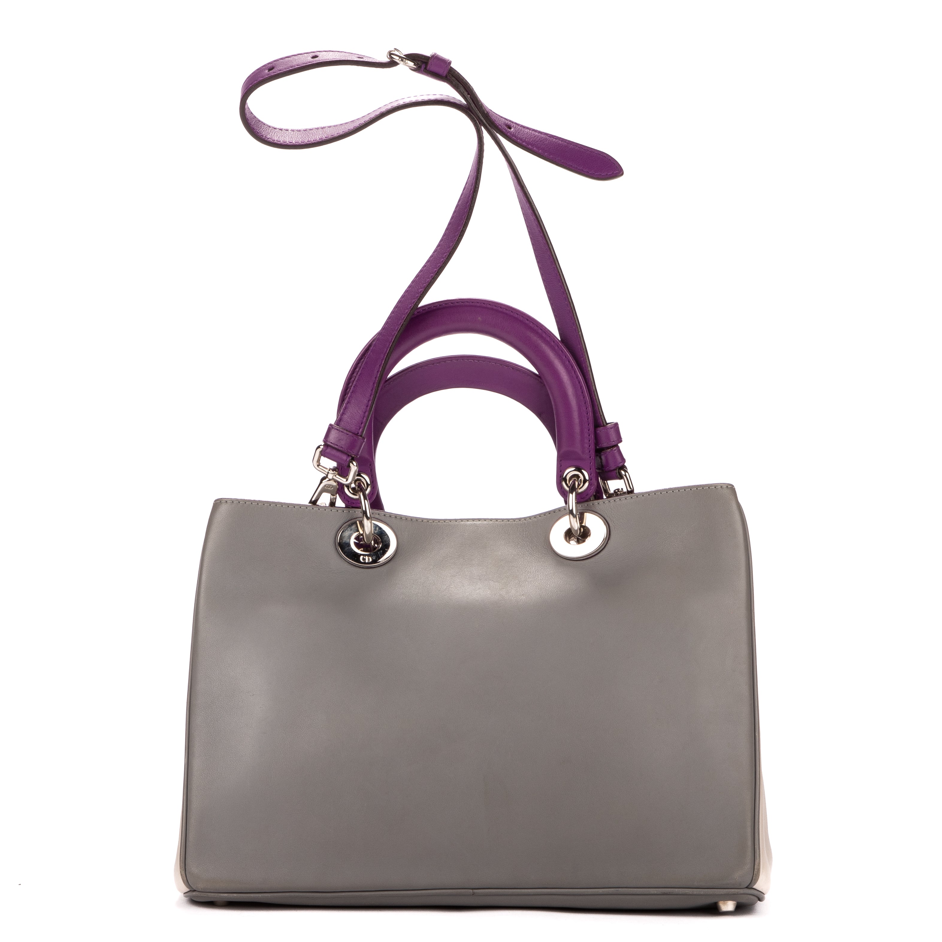 Handbag Large Lady Large Grey Cannaged Calfskin Leather