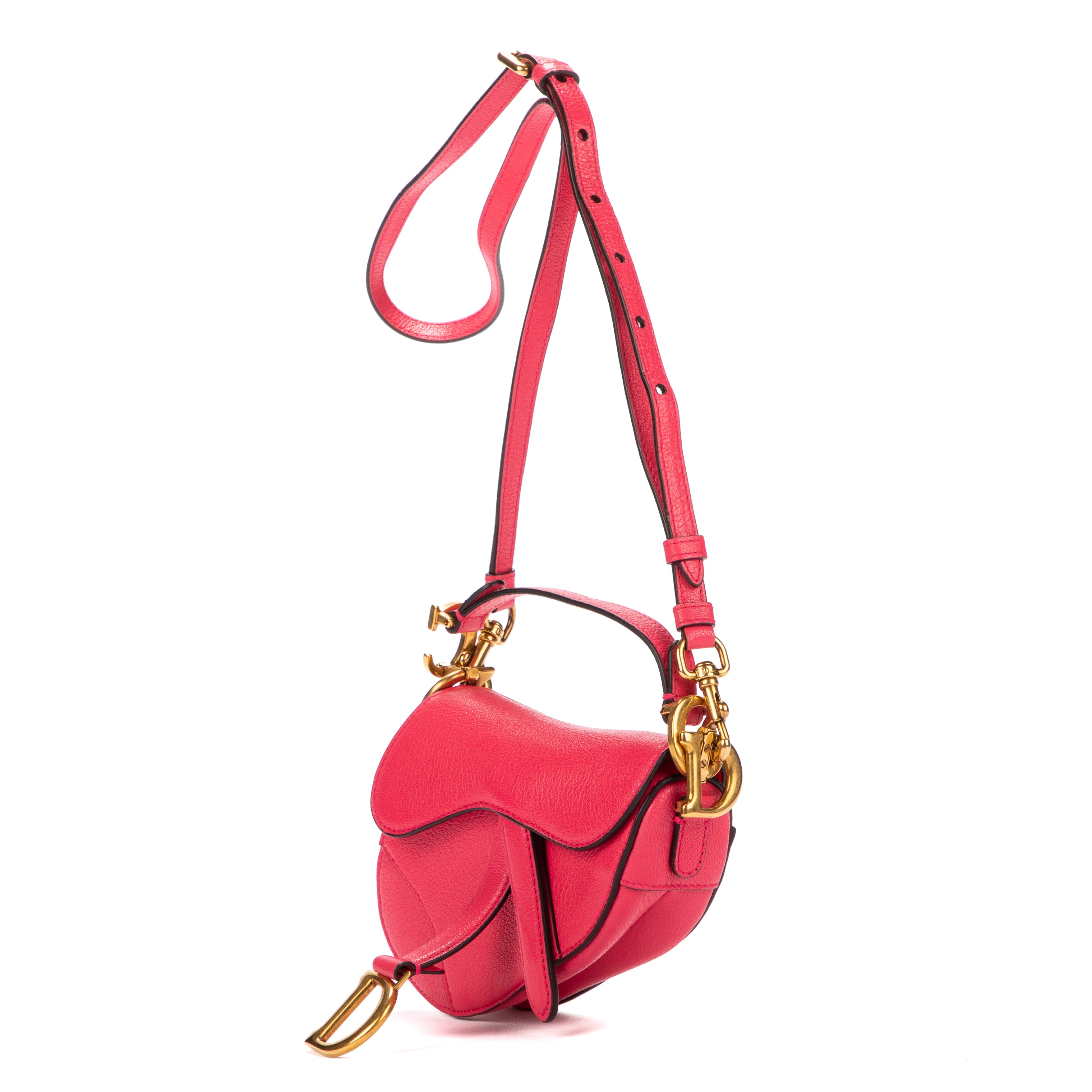 Handbag Saddle Mini Rose Calfskin Leather