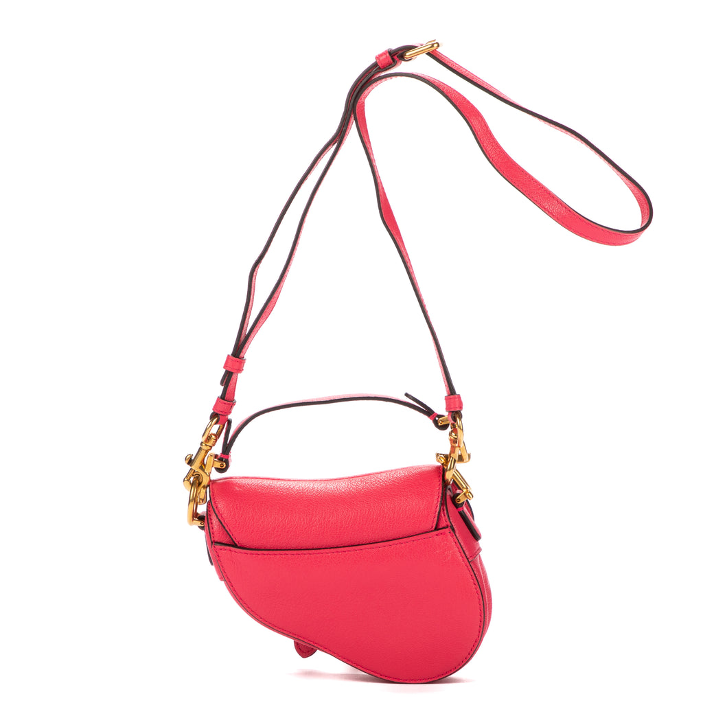 Handbag Saddle Mini Rose Calfskin Leather