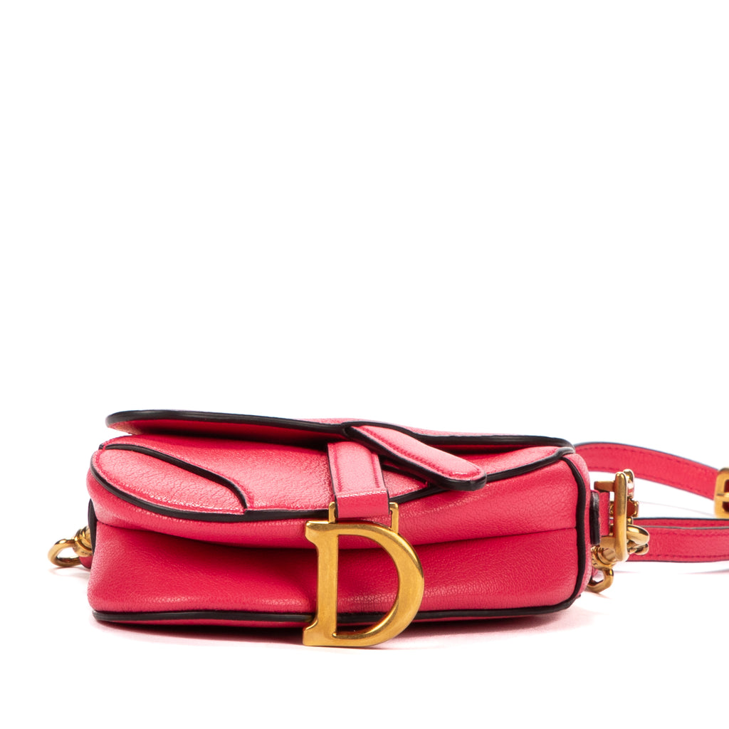 Handbag Saddle Mini Rose Calfskin Leather
