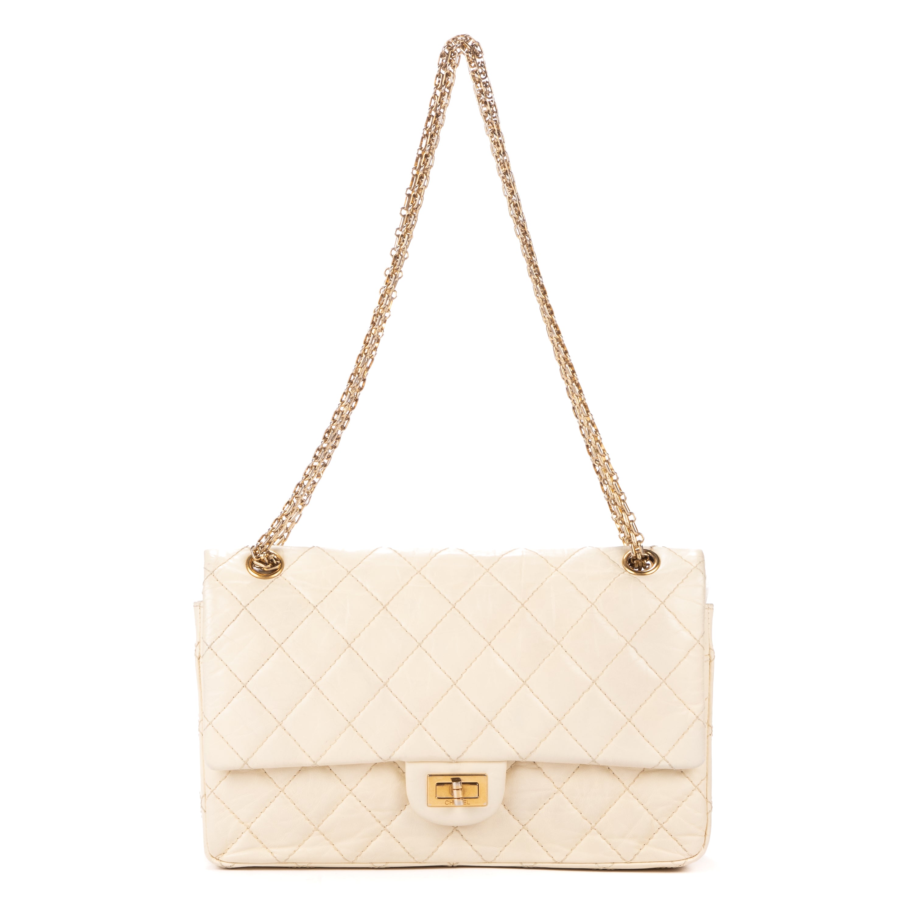 Shoulder Bag Medium Reissue 2.55 double flap 266 Medium Beige Aged Calfskin Leather
