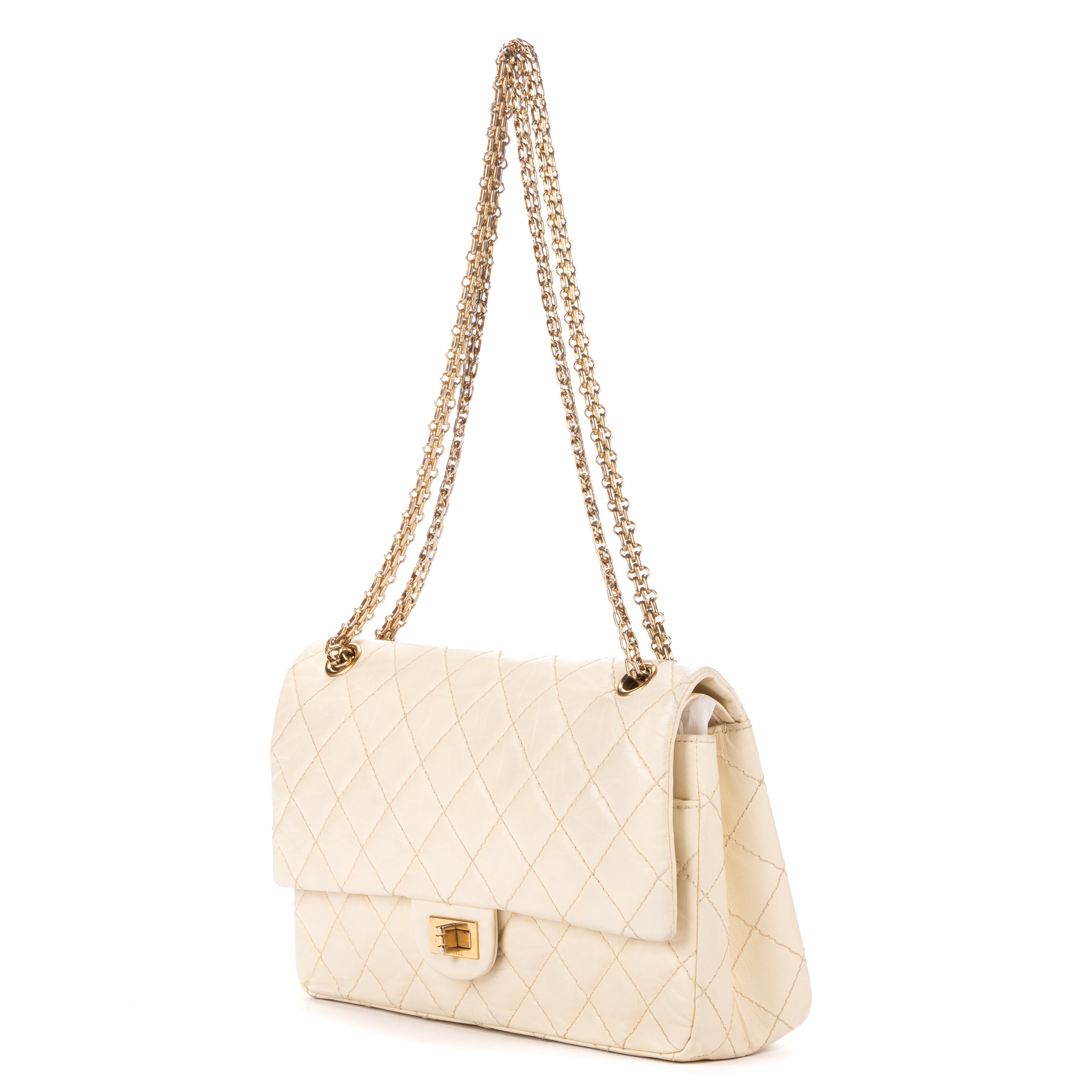 Shoulder Bag Medium Reissue 2.55 double flap 266 Medium Beige Aged Calfskin Leather