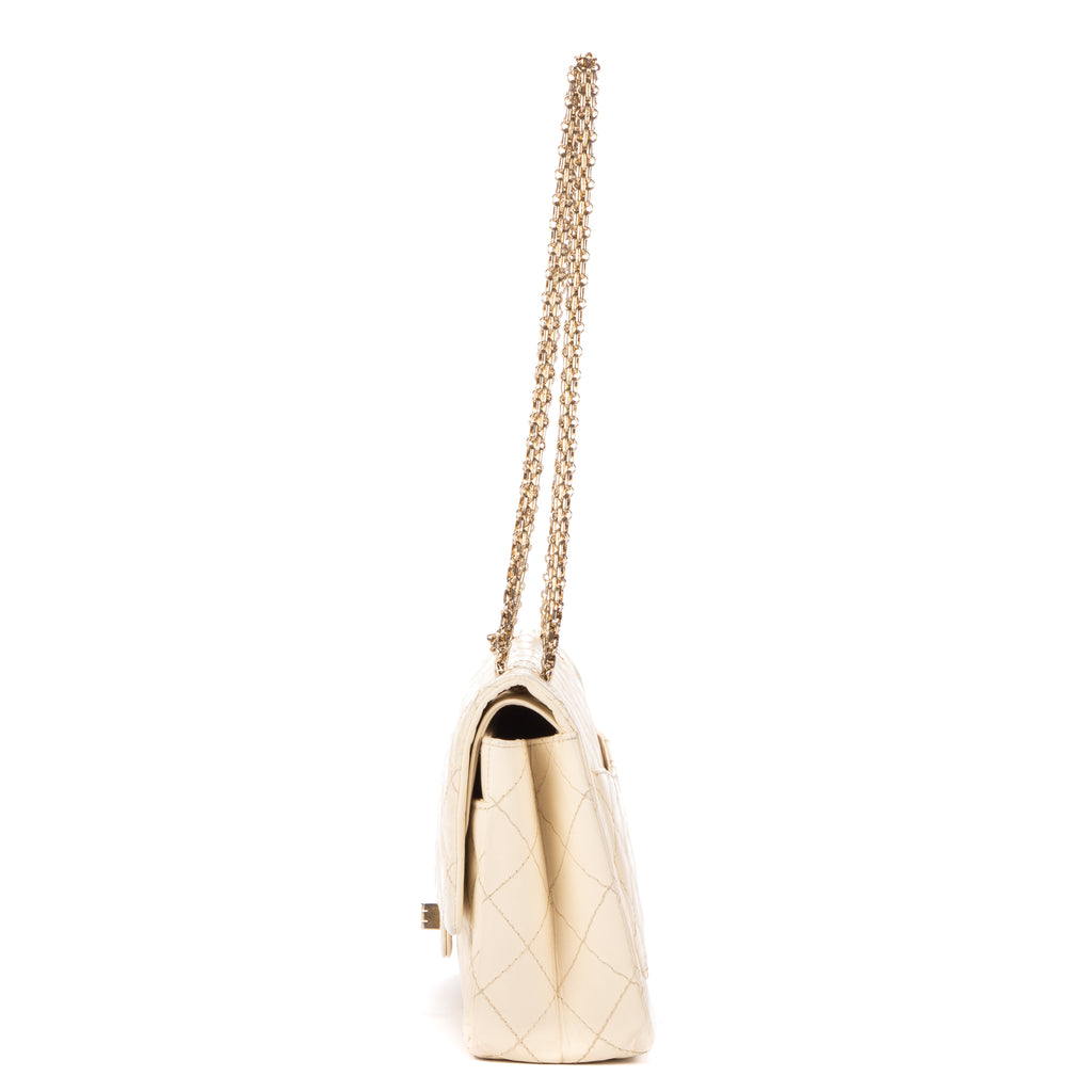 Shoulder Bag Medium Reissue 2.55 double flap 266 Medium Beige Aged Calfskin Leather