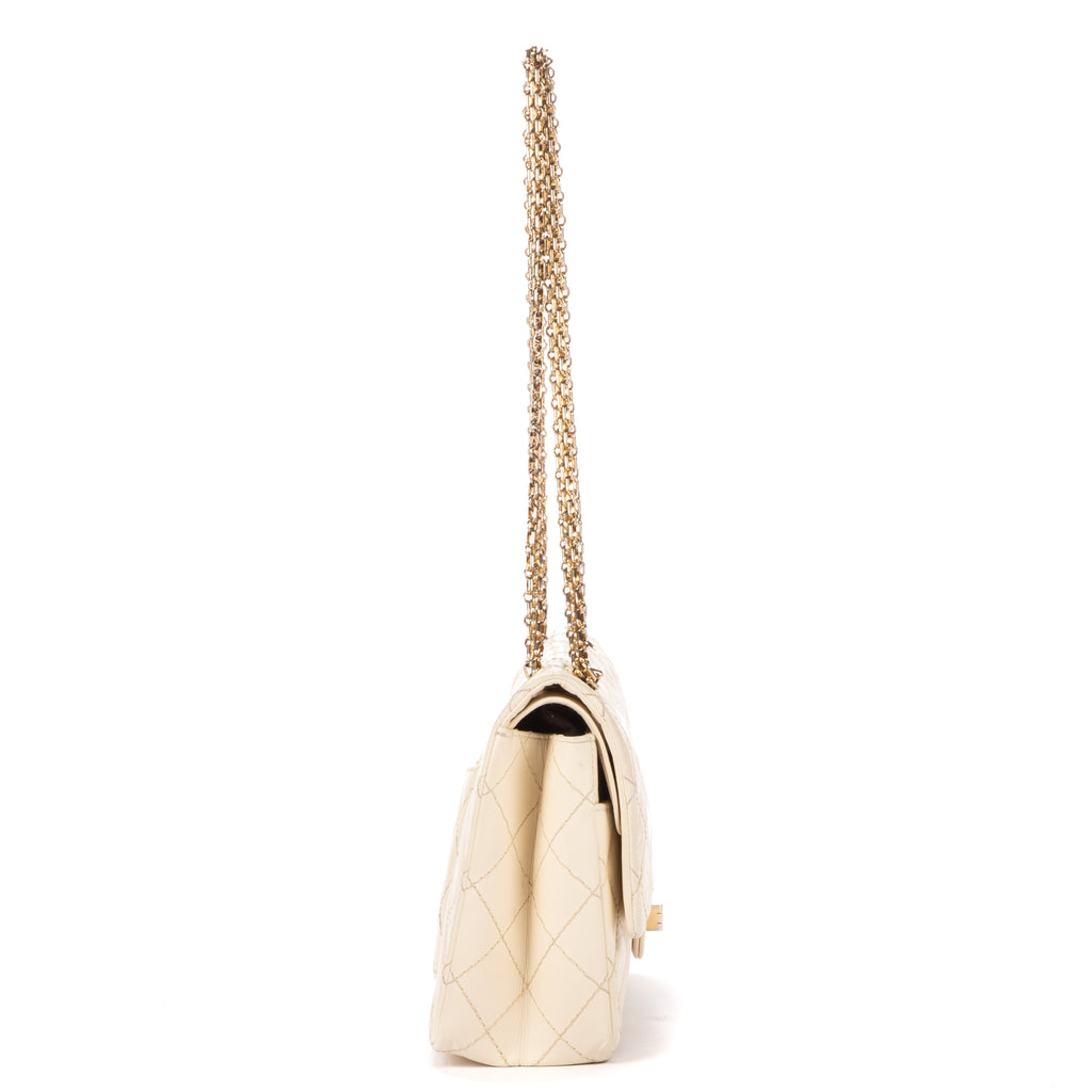 Shoulder Bag Medium Reissue 2.55 double flap 266 Medium Beige Aged Calfskin Leather