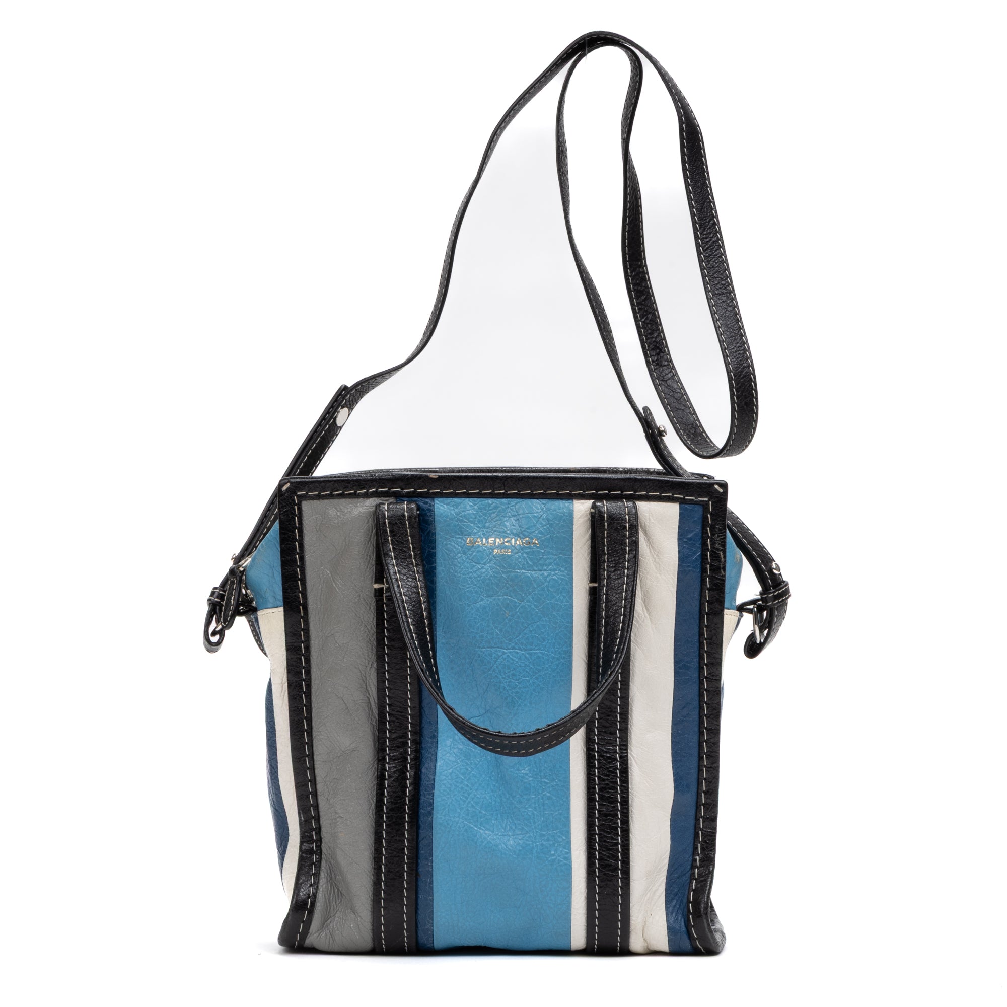 Handbag Bazar Shopper Tote XS Blue Aged Calfskin Leather