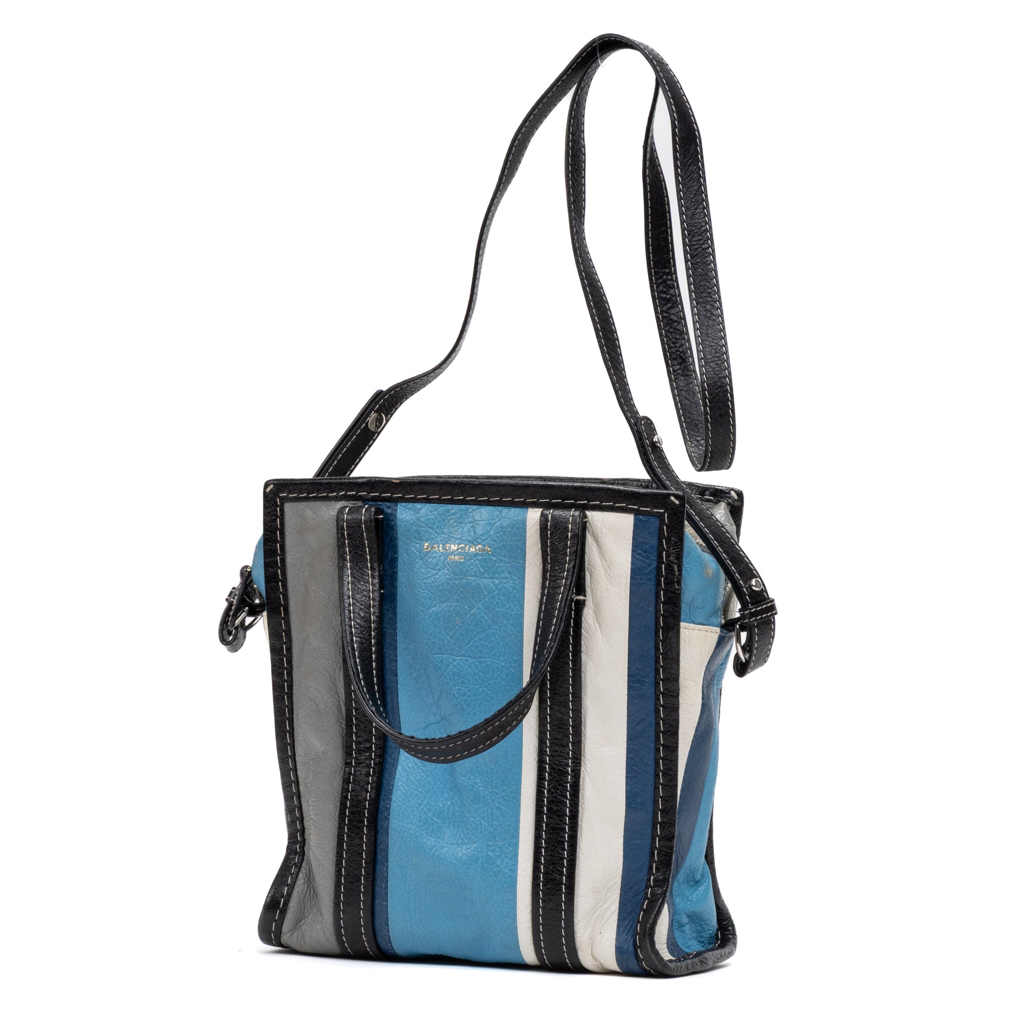 Handbag Bazar Shopper Tote XS Blue Aged Calfskin Leather