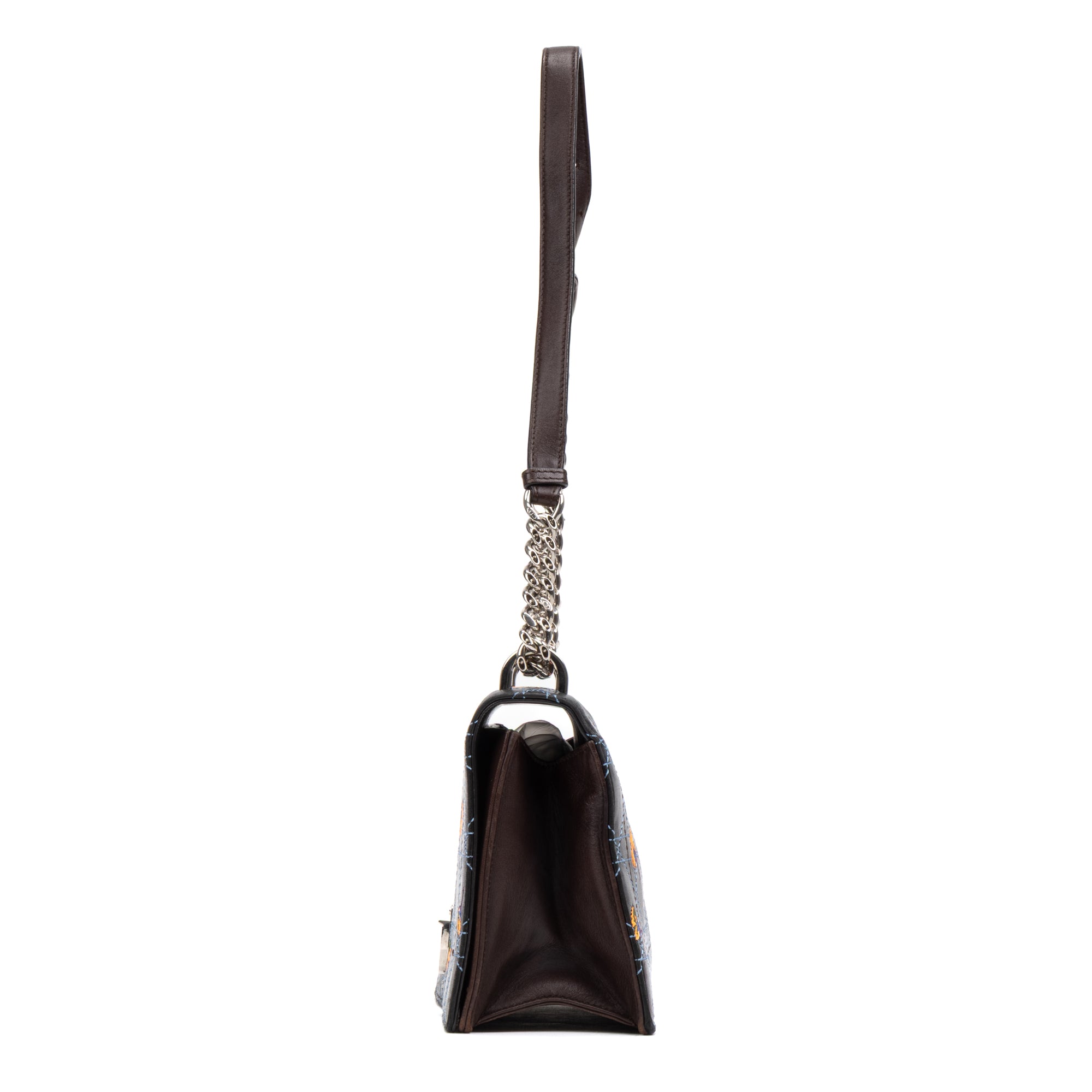 Shoulder Bag Diorama Medium Black Calfskin Leather