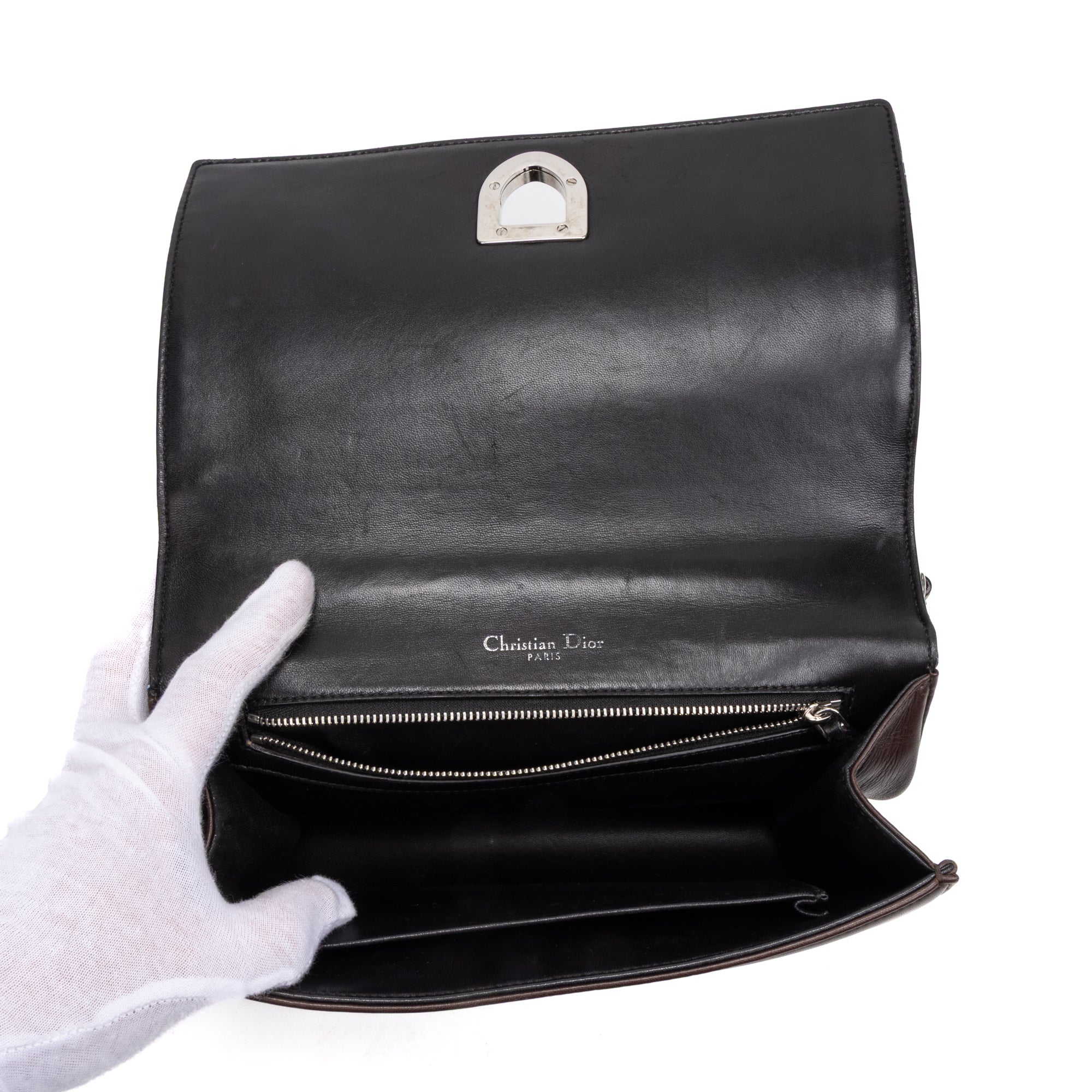 Shoulder Bag Diorama Medium Black Calfskin Leather