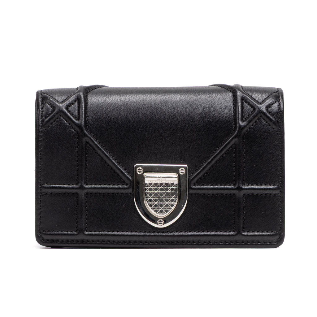 Shoulder Bag Diorama Micro Black Calfskin Leather