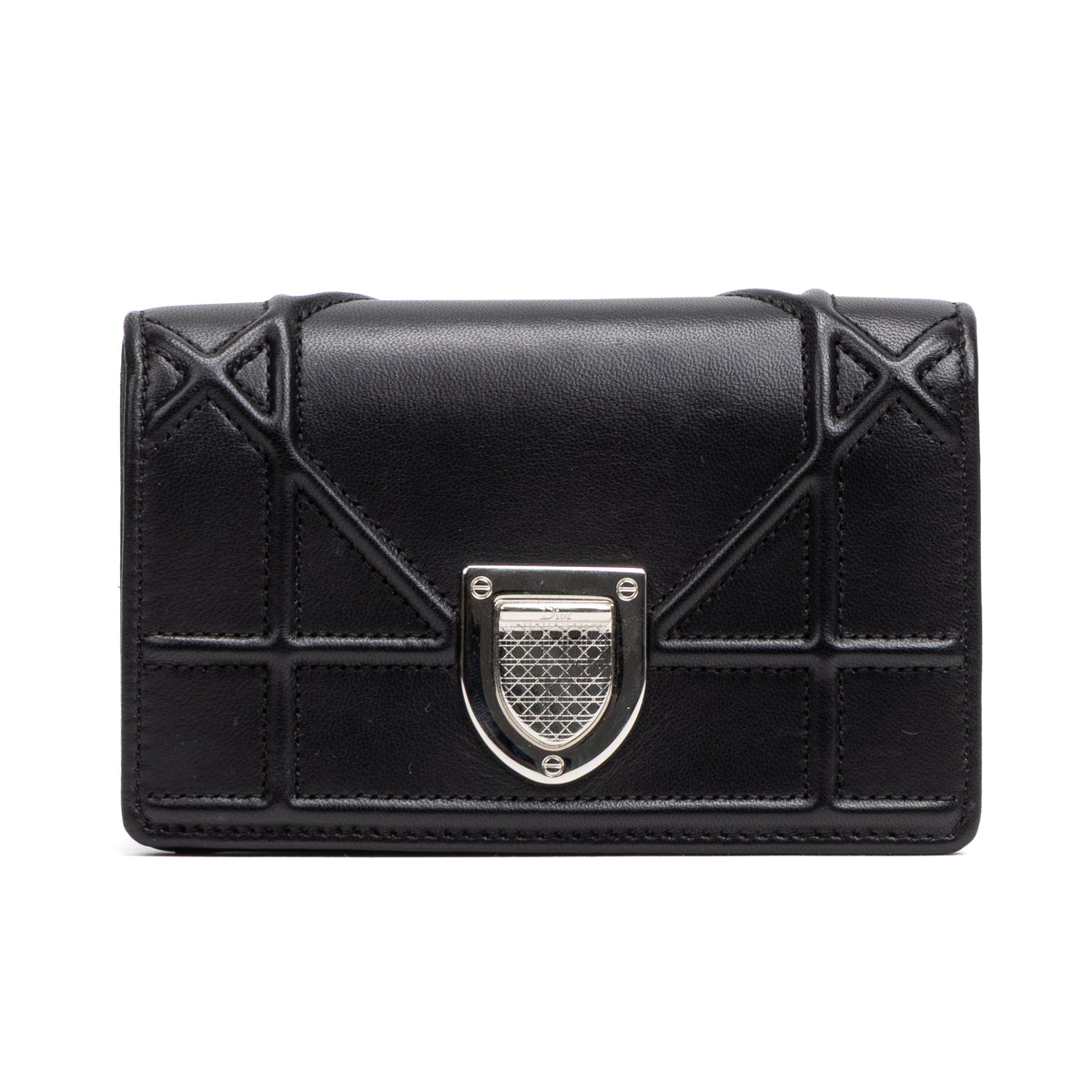 Shoulder Bag Diorama Micro Black Calfskin Leather