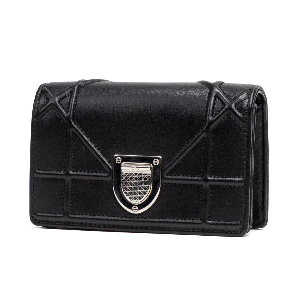 Shoulder Bag Diorama Micro Black Calfskin Leather