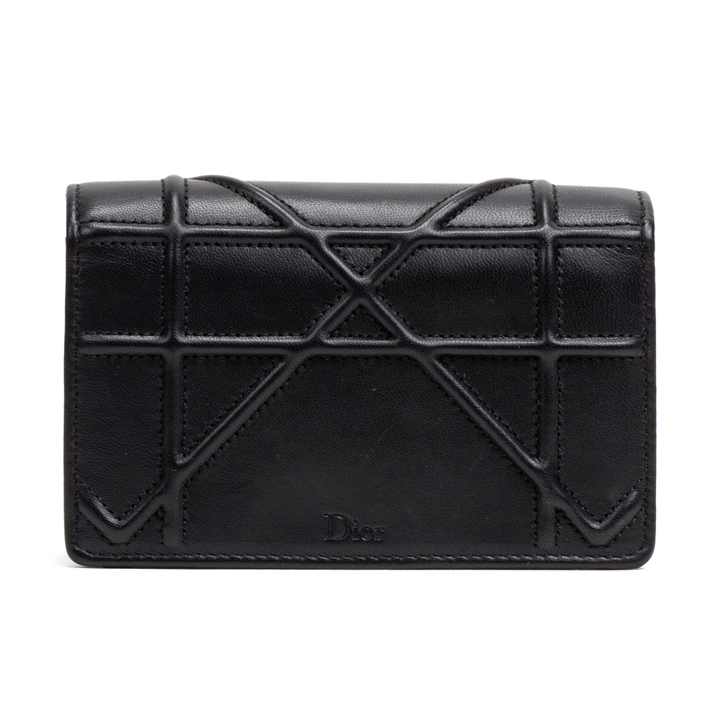Shoulder Bag Diorama Micro Black Calfskin Leather