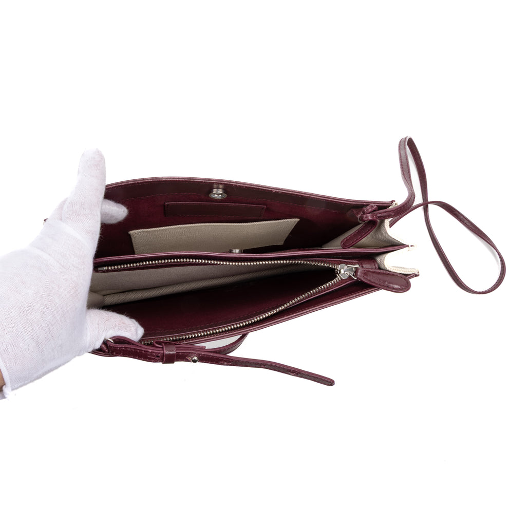 Shoulder Bag Navy Pochette Crossbody Bordeaux Calfskin Leather
