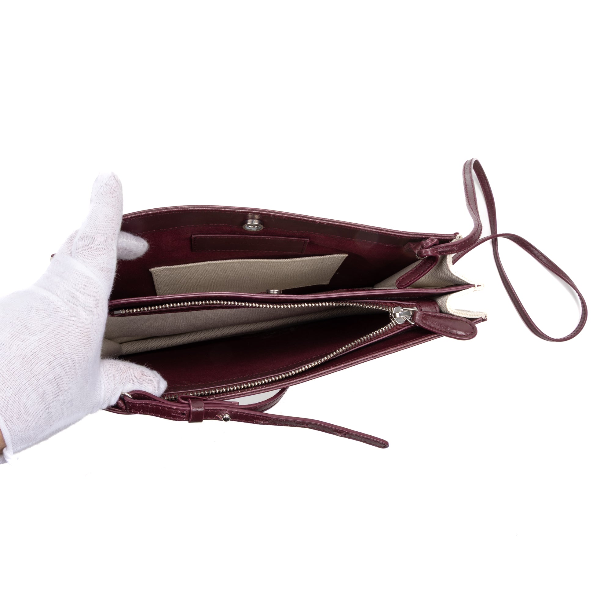 Shoulder Bag Navy Pochette Crossbody Bordeaux Calfskin Leather