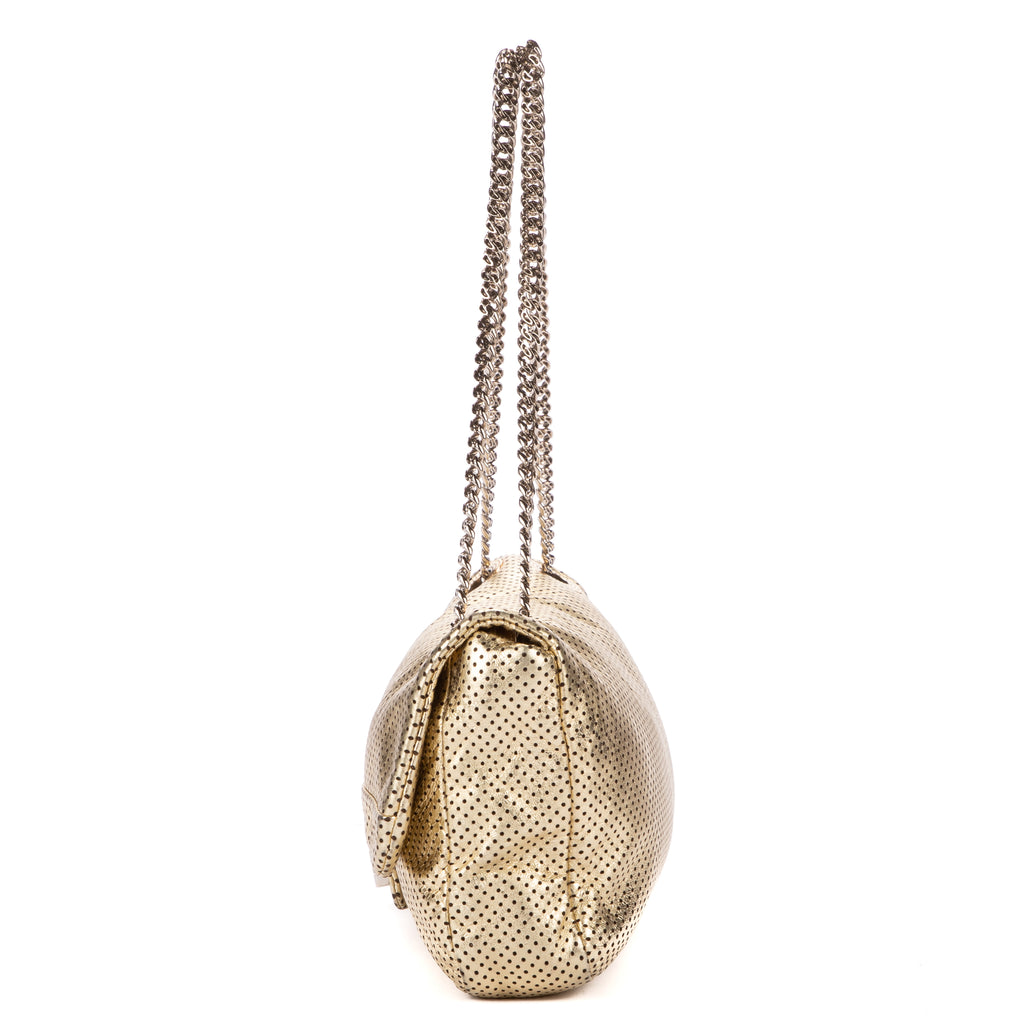 Shoulder Bag Classic 2.55 Perforated metalic Double Flap Gold Metalic Perforated Calfskin Leather