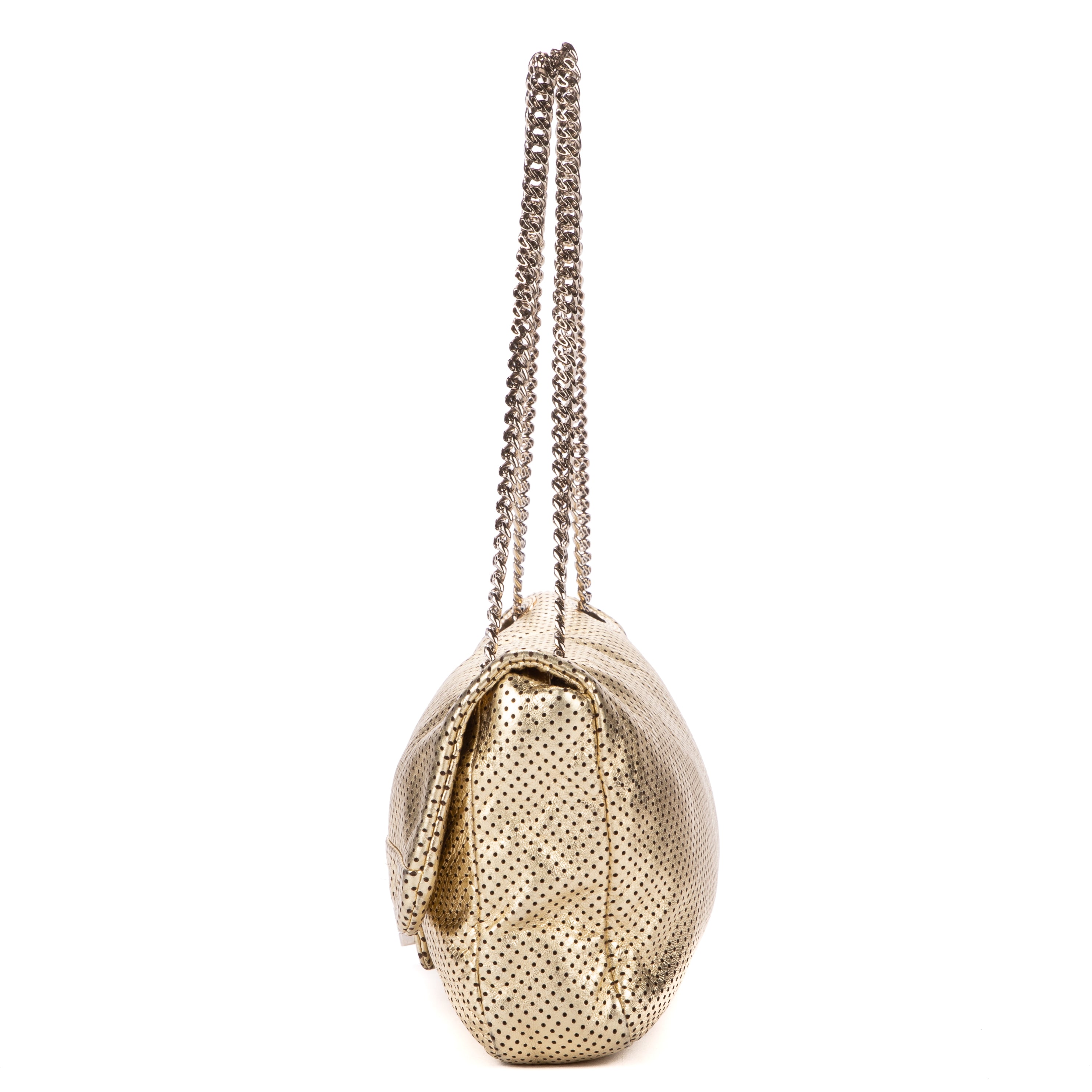 Shoulder Bag Classic 2.55 Perforated metalic Double Flap Gold Metalic Perforated Calfskin Leather