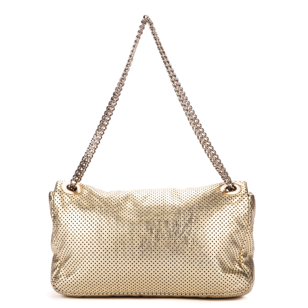 Shoulder Bag Classic 2.55 Perforated metalic Double Flap Gold Metalic Perforated Calfskin Leather
