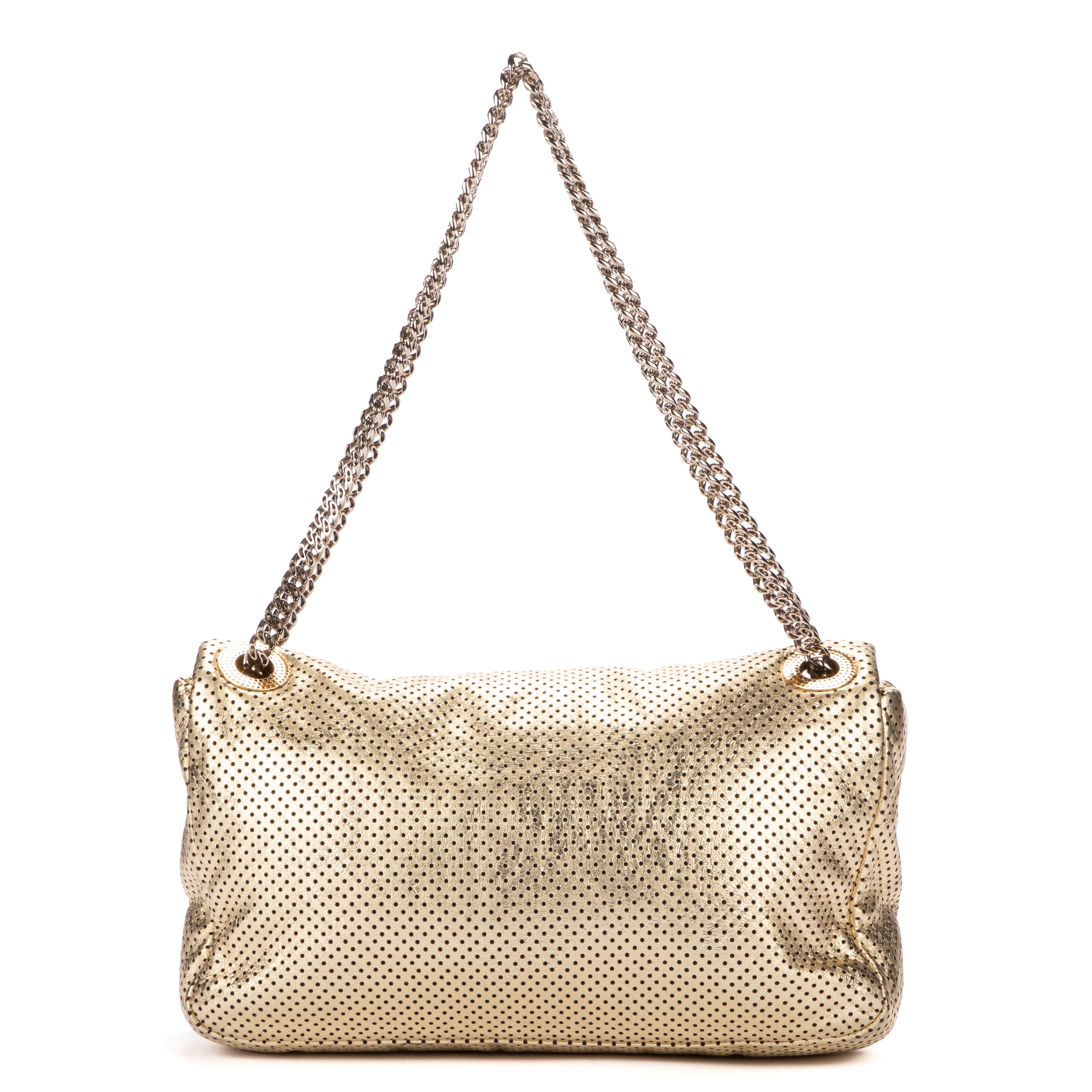 Shoulder Bag Classic 2.55 Perforated metalic Double Flap Gold Metalic Perforated Calfskin Leather