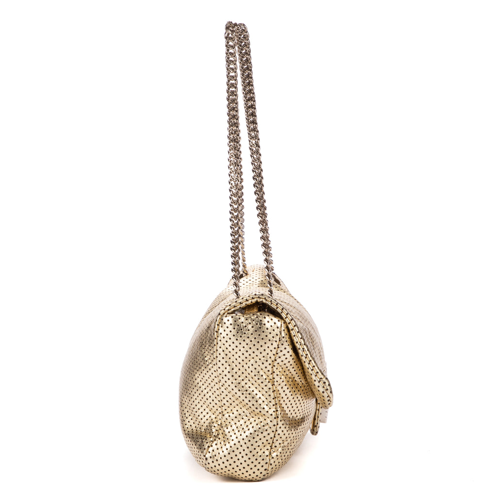 Shoulder Bag Classic 2.55 Perforated metalic Double Flap Gold Metalic Perforated Calfskin Leather