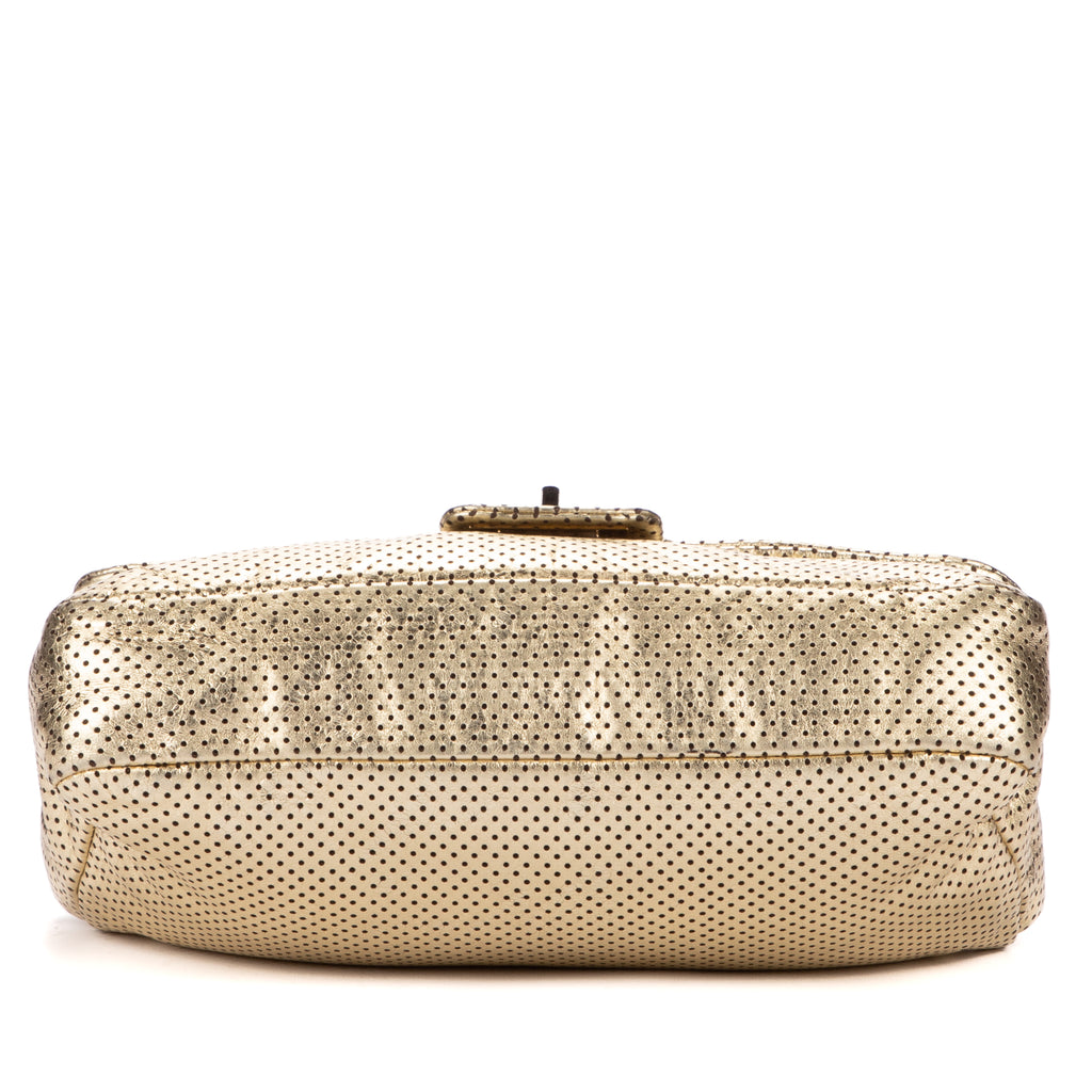 Shoulder Bag Classic 2.55 Perforated metalic Double Flap Gold Metalic Perforated Calfskin Leather